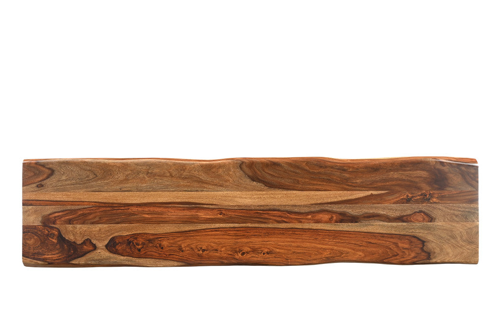75" Brown Solid Wood Live Edge Dining Bench-Benches-DECOROLALA