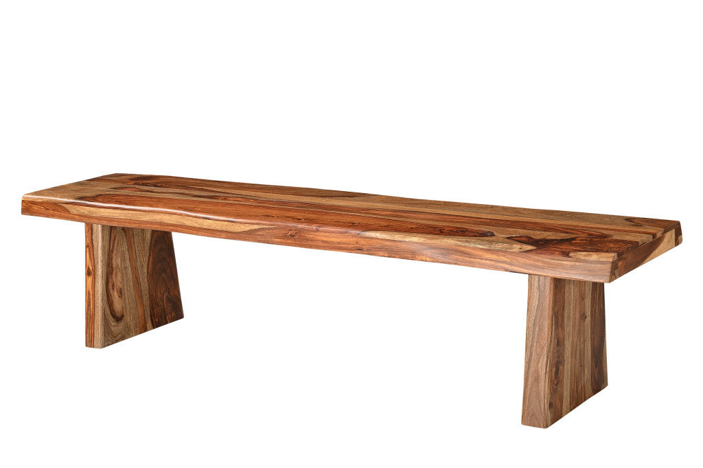 75" Brown Solid Wood Live Edge Dining Bench-Benches-DECOROLALA