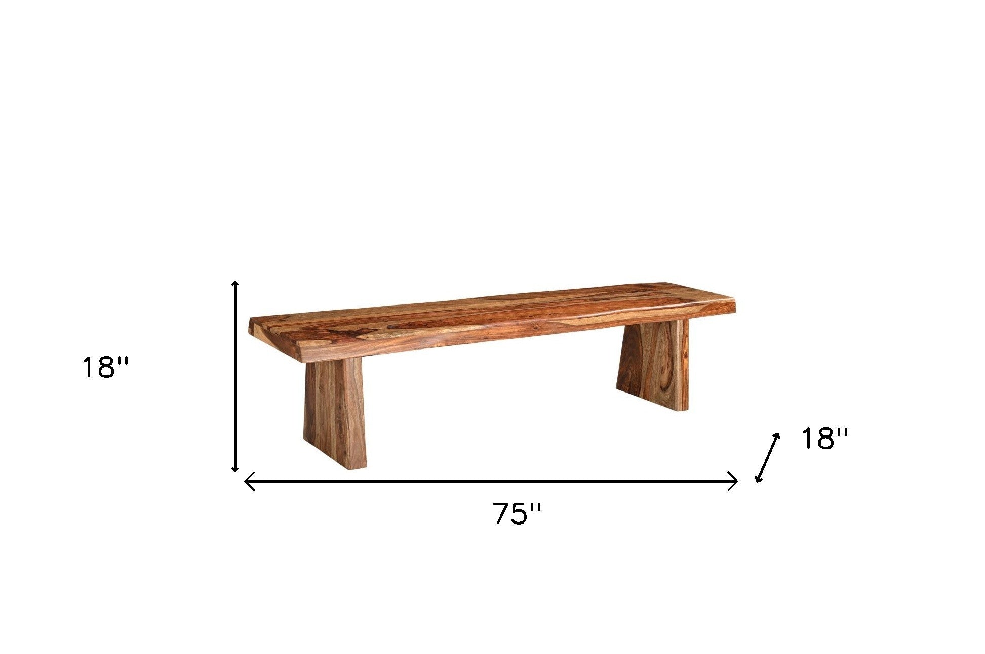 75" Brown Solid Wood Live Edge Dining Bench-Benches-DECOROLALA