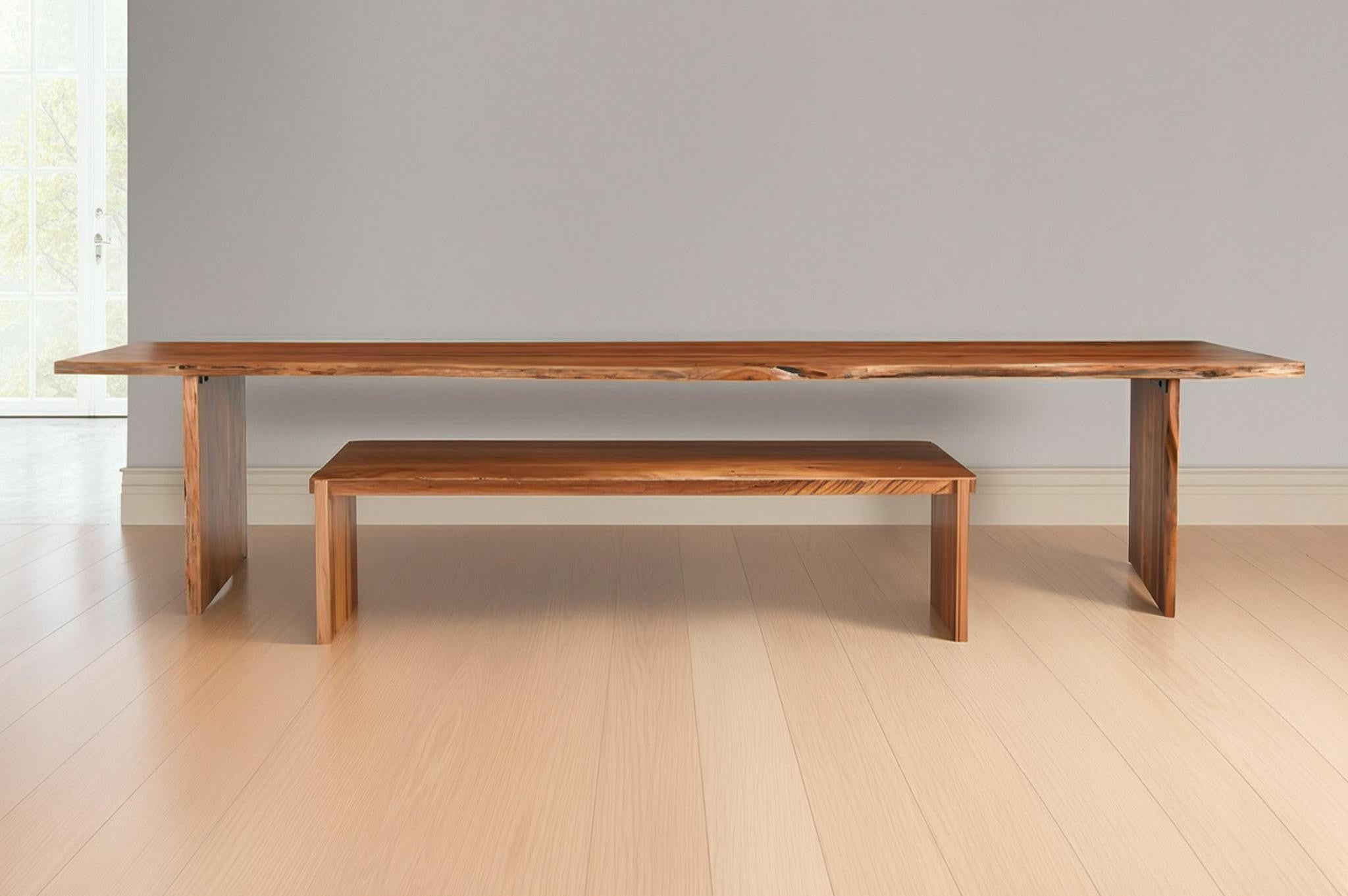 60" Brown Solid Wood Live Edge Dining Bench-Benches-DECOROLALA