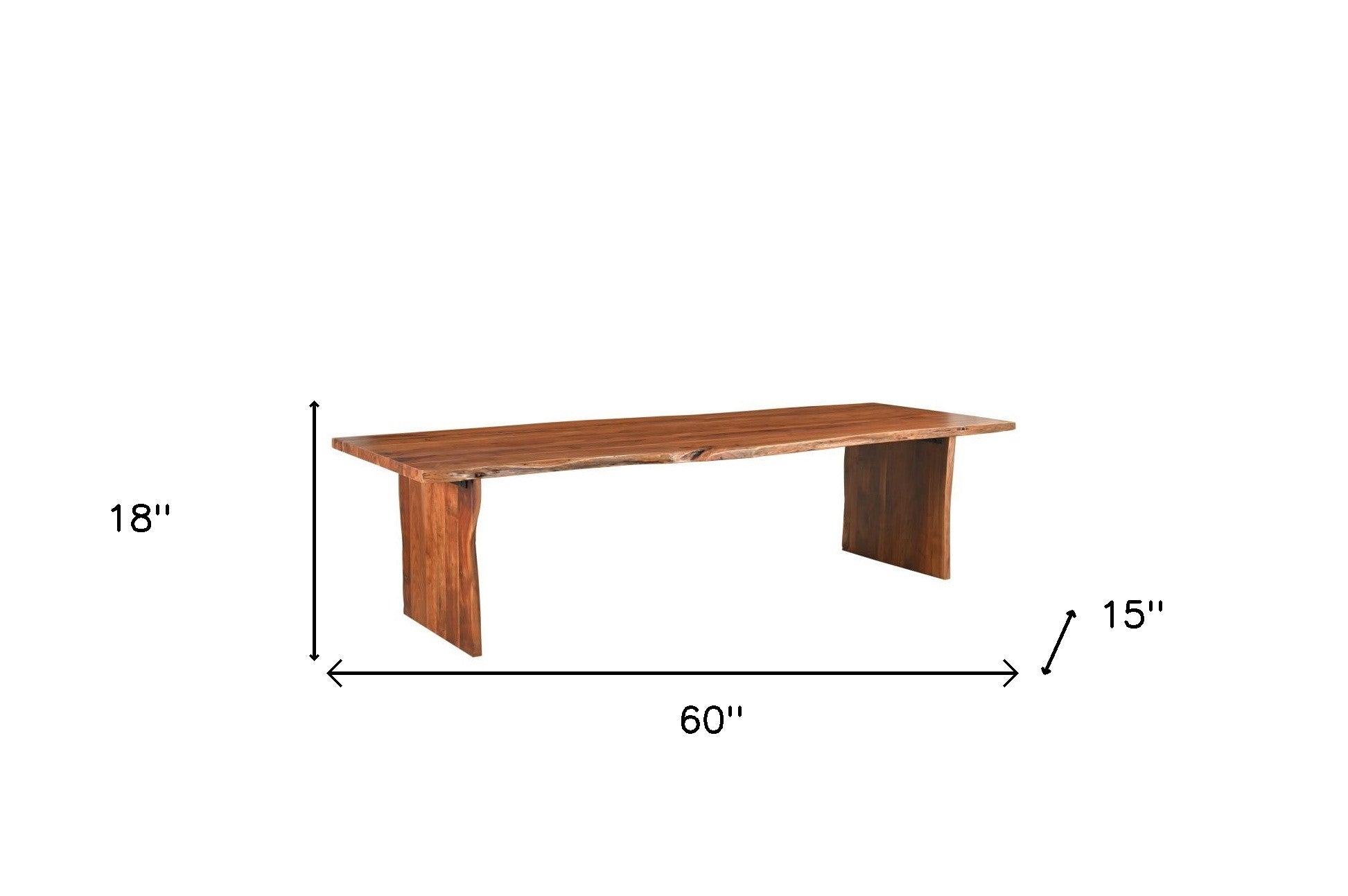 60" Brown Solid Wood Live Edge Dining Bench-Benches-DECOROLALA