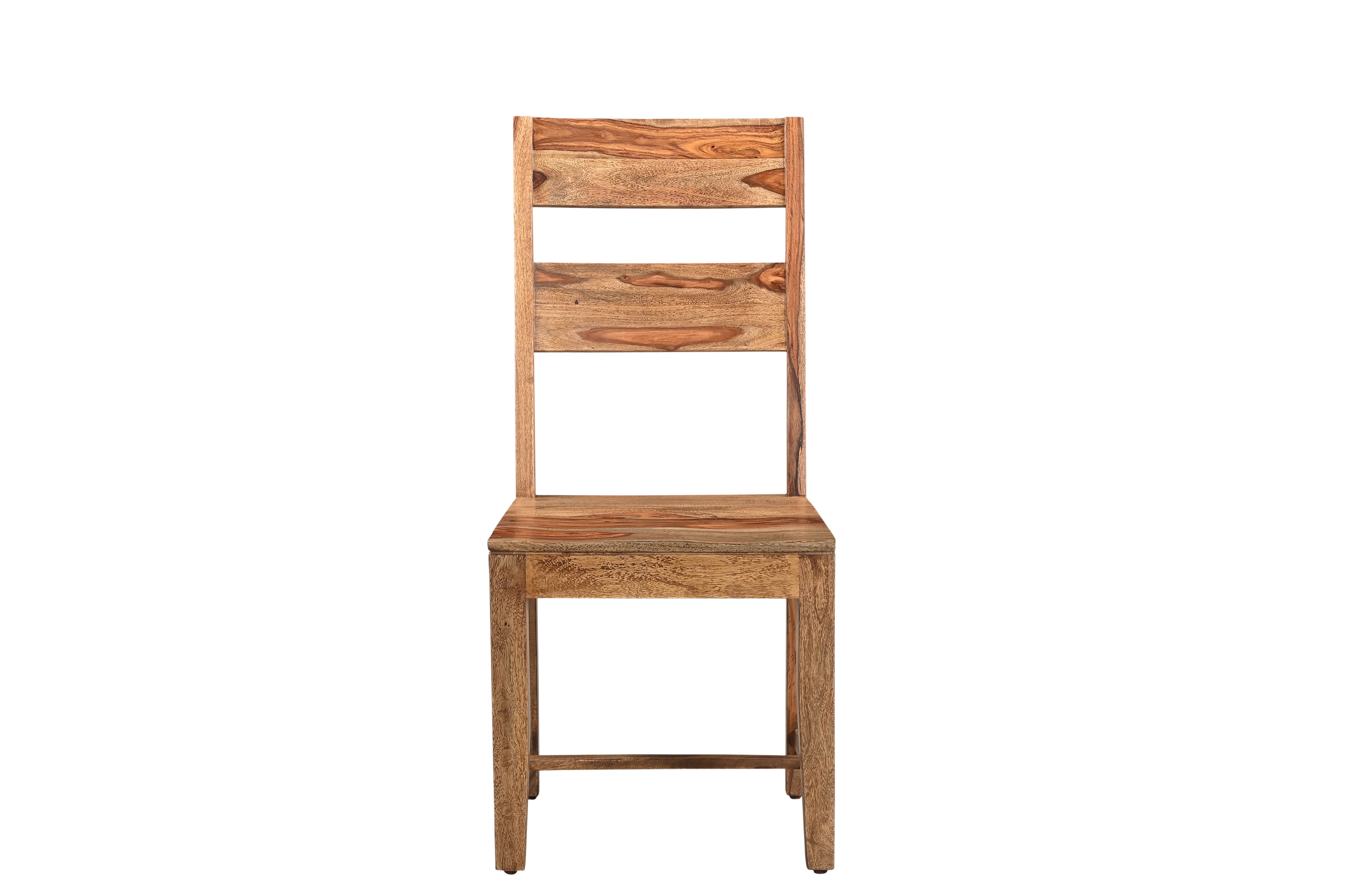 Set of Two Brown Solid Wood Ladder Back Dining Side Chairs-4
