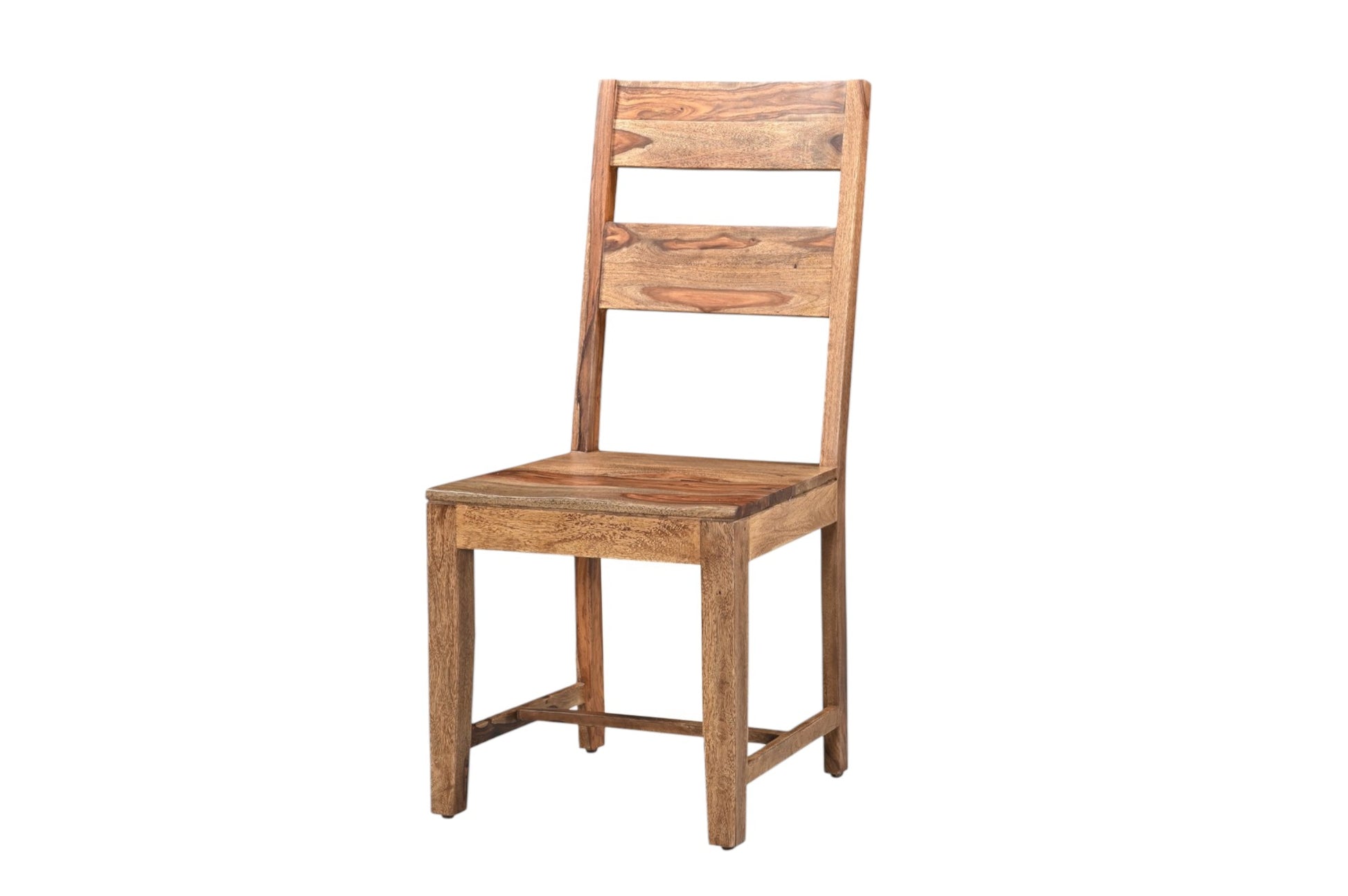Set of Two Brown Solid Wood Ladder Back Dining Side Chairs-2