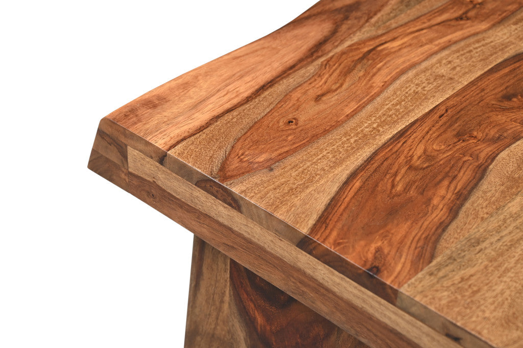 51" Brown Solid Wood Live Edge Coffee Table-Coffee Tables-DECOROLALA