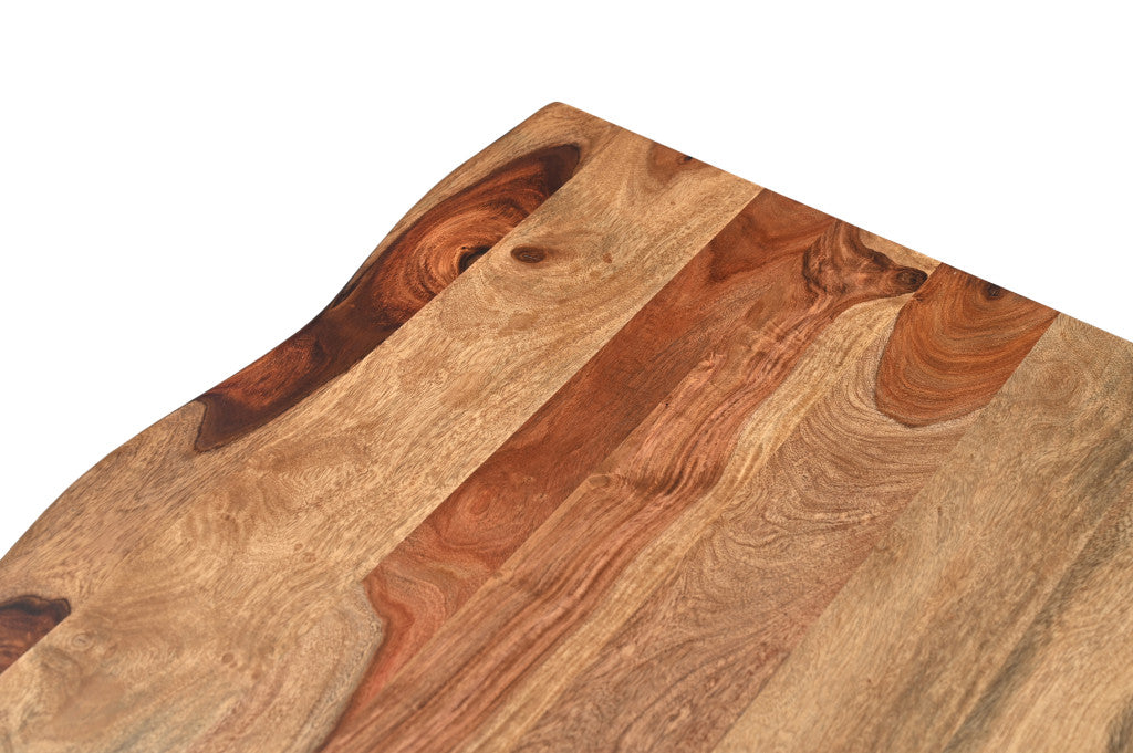51" Brown Solid Wood Live Edge Coffee Table-Coffee Tables-DECOROLALA