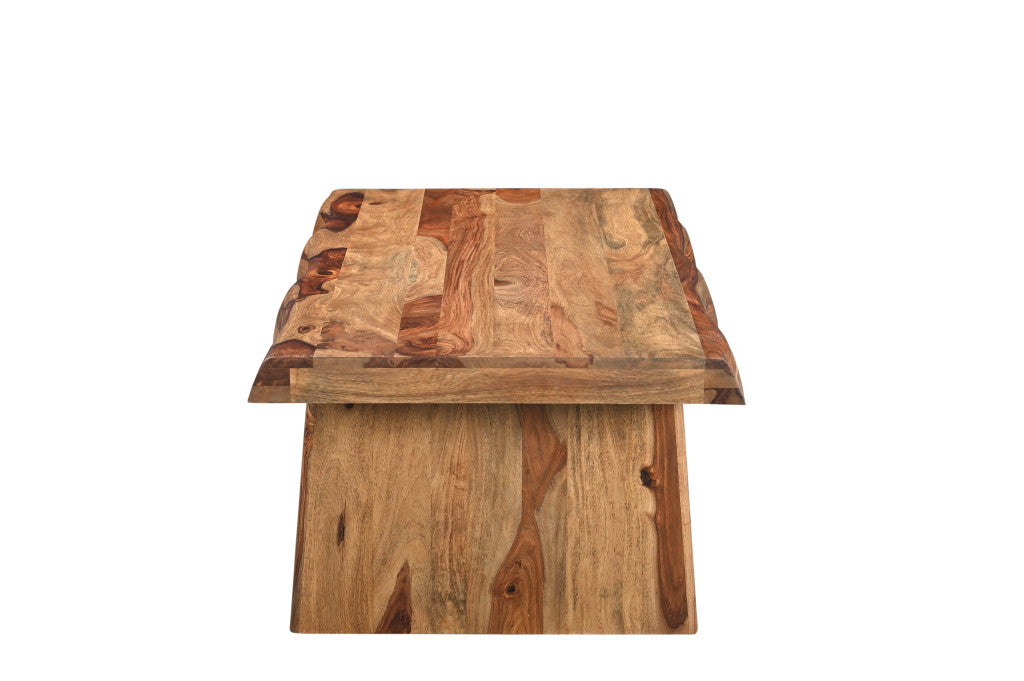 51" Brown Solid Wood Live Edge Coffee Table-Coffee Tables-DECOROLALA