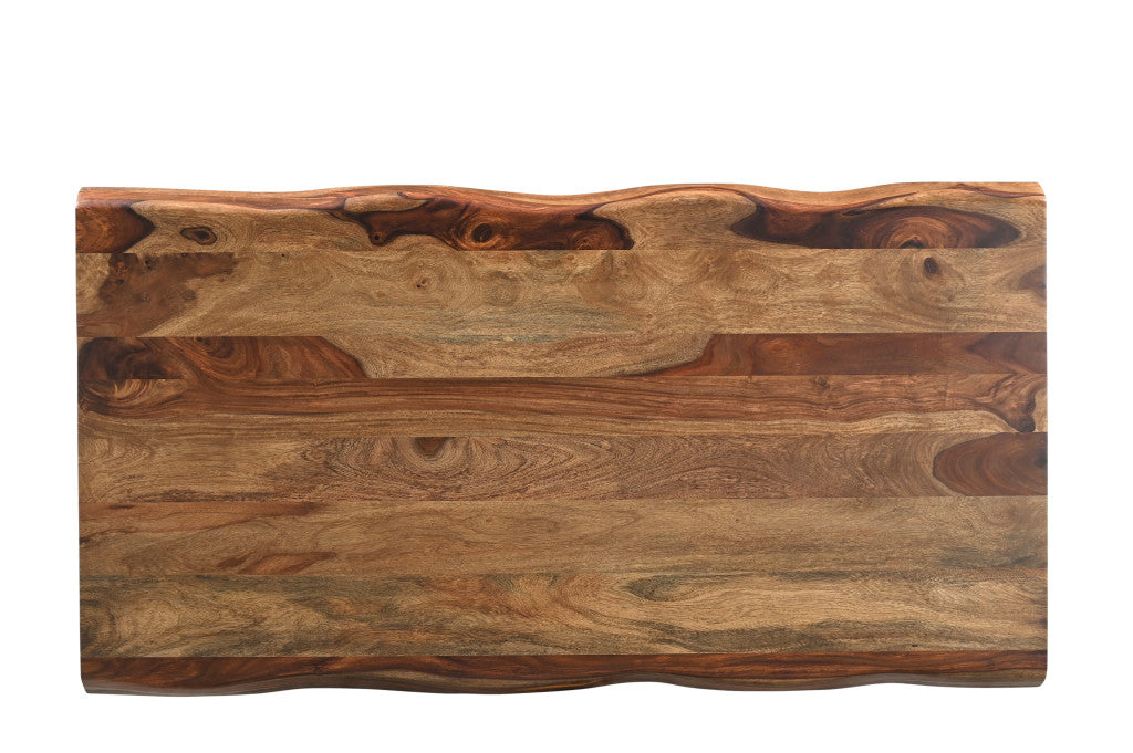 51" Brown Solid Wood Live Edge Coffee Table-Coffee Tables-DECOROLALA