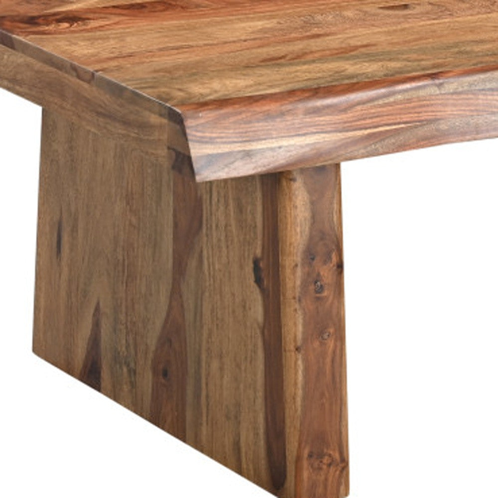 51" Brown Solid Wood Live Edge Coffee Table-Coffee Tables-DECOROLALA