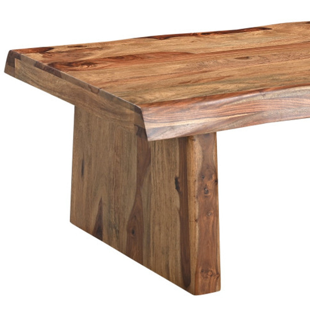 51" Brown Solid Wood Live Edge Coffee Table-Coffee Tables-DECOROLALA