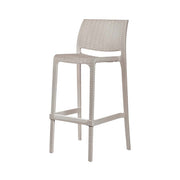 Set of Four 30" Taupe Faux Rattan Heavy Duty Plastic Outdoor Bar Height Chairs-Outdoor Bar Chairs-DECOROLALA