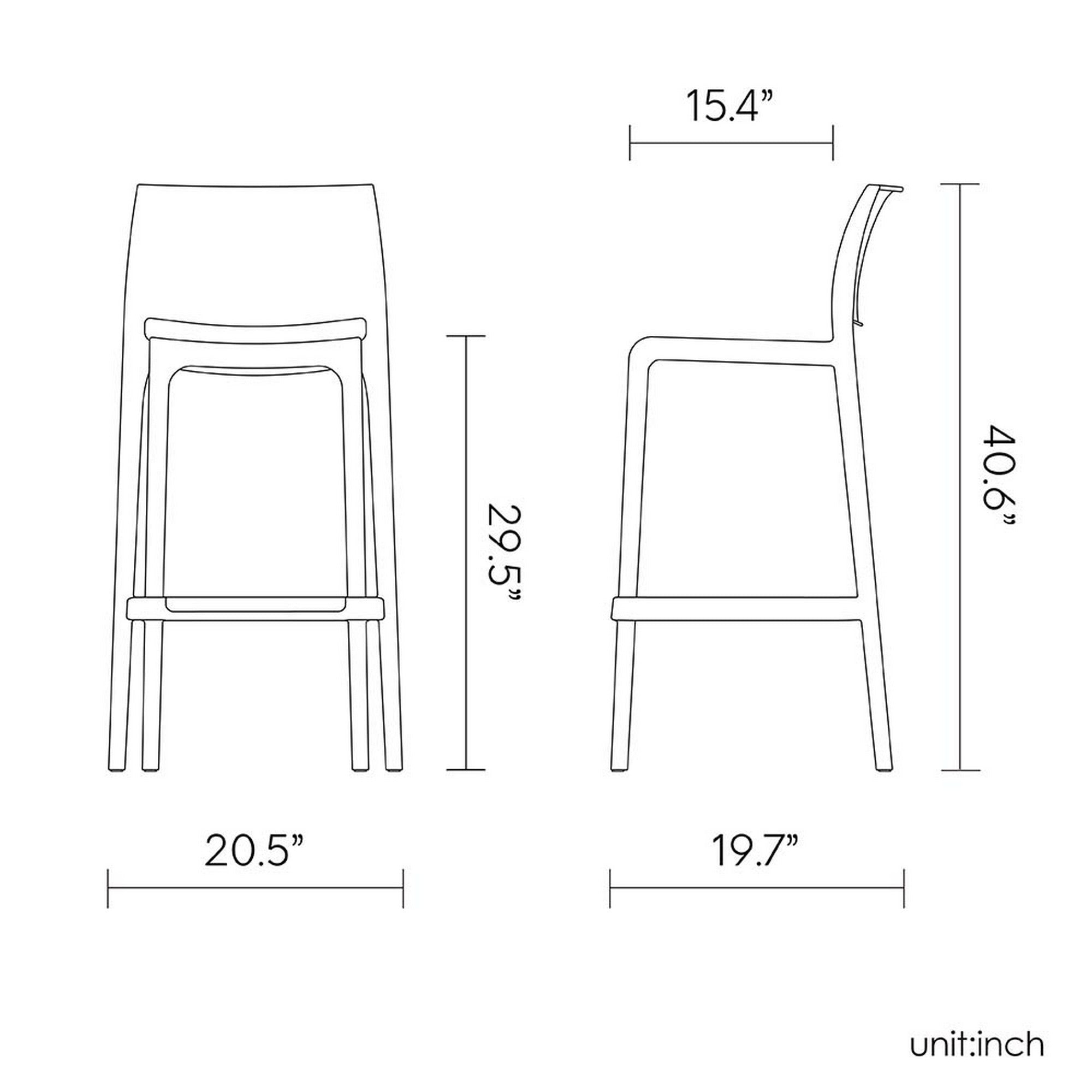 Set of Four 30" Taupe Faux Rattan Heavy Duty Plastic Outdoor Bar Height Chairs-Outdoor Bar Chairs-DECOROLALA