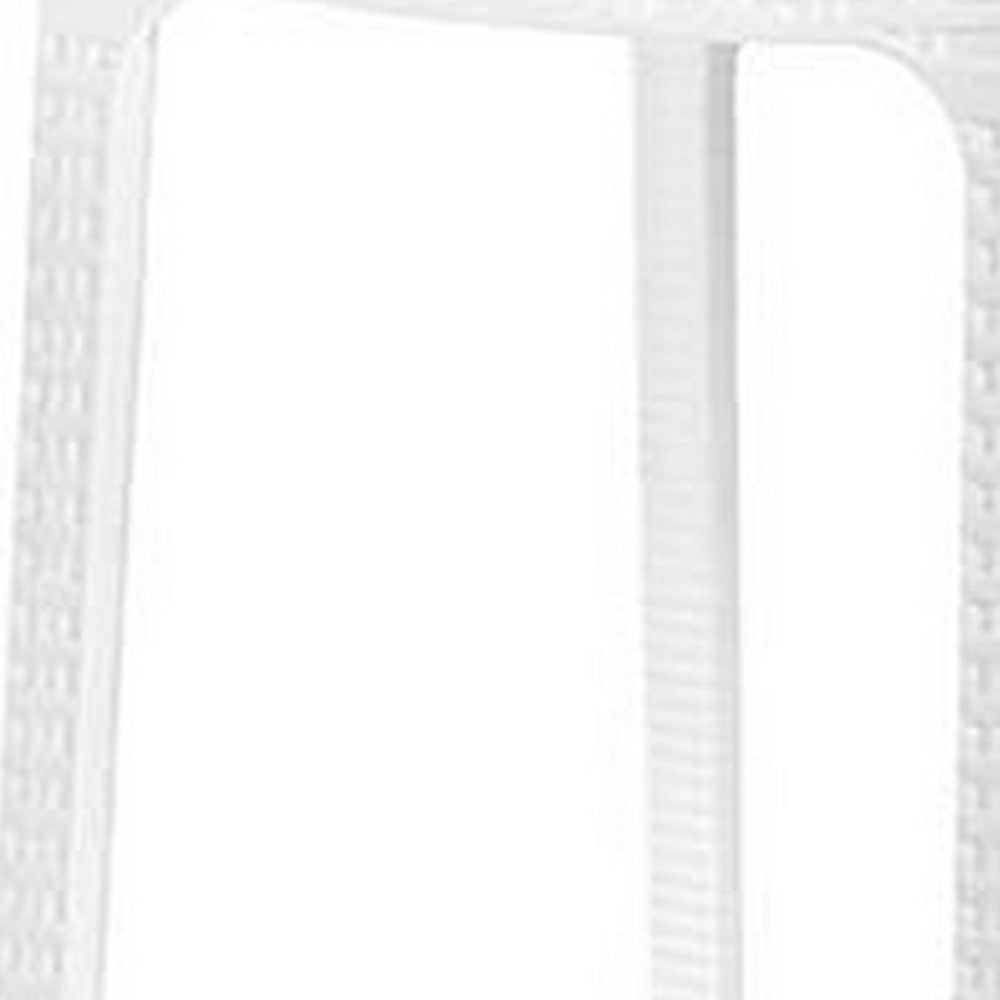 Set of Four 30" White Faux Rattan Heavy Duty Plastic Low Back Outdoor Bar Height Chairs-Outdoor Bar Chairs-DECOROLALA