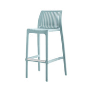 Set of Four 30" Baby Blue Heavy Duty Plastic Low Back Outdoor Bar Height Chairs-Outdoor Bar Chairs-DECOROLALA