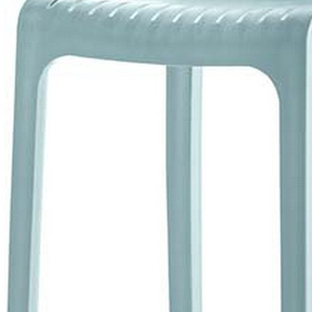 Set of Four 30" Baby Blue Heavy Duty Plastic Low Back Outdoor Bar Height Chairs-Outdoor Bar Chairs-DECOROLALA