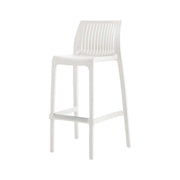 Set of Four 30" White Heavy Duty Plastic Low Back Outdoor Bar Height Chairs-Outdoor Bar Chairs-DECOROLALA