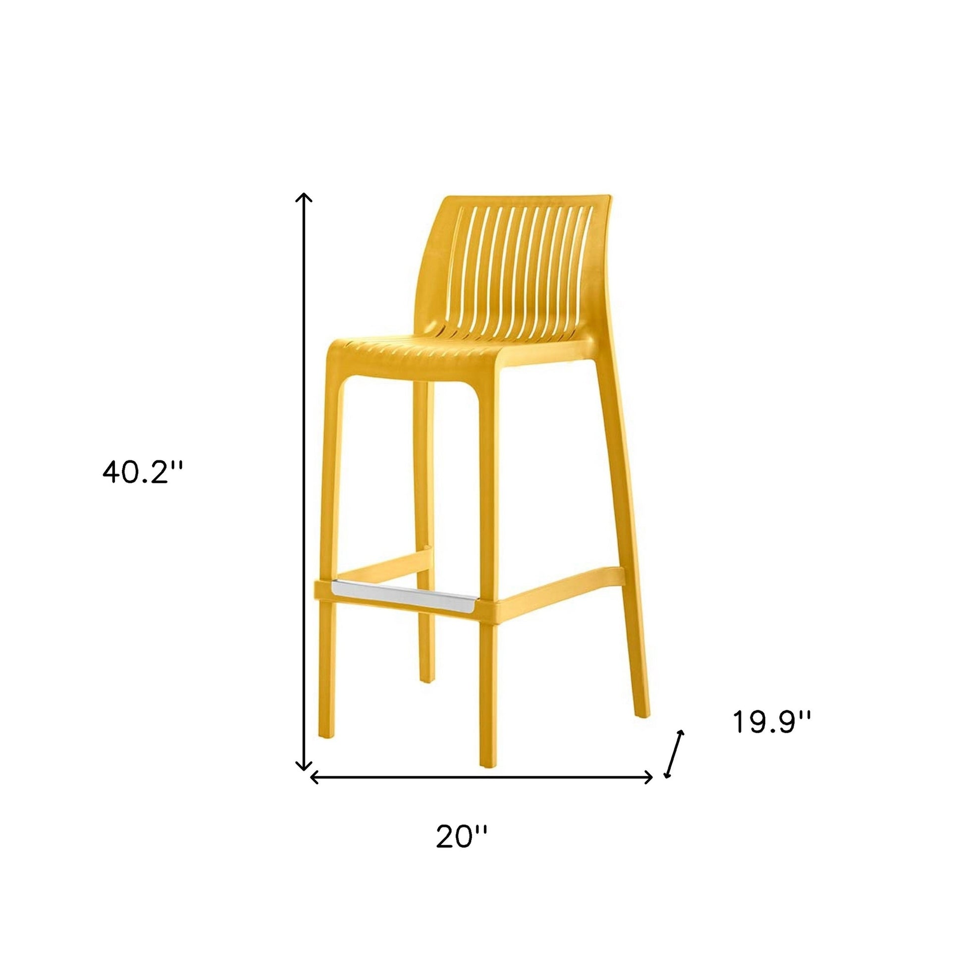 Set of Four 30" Yellow Heavy Duty Plastic Outdoor Bar Height Chairs-Outdoor Bar Chairs-DECOROLALA