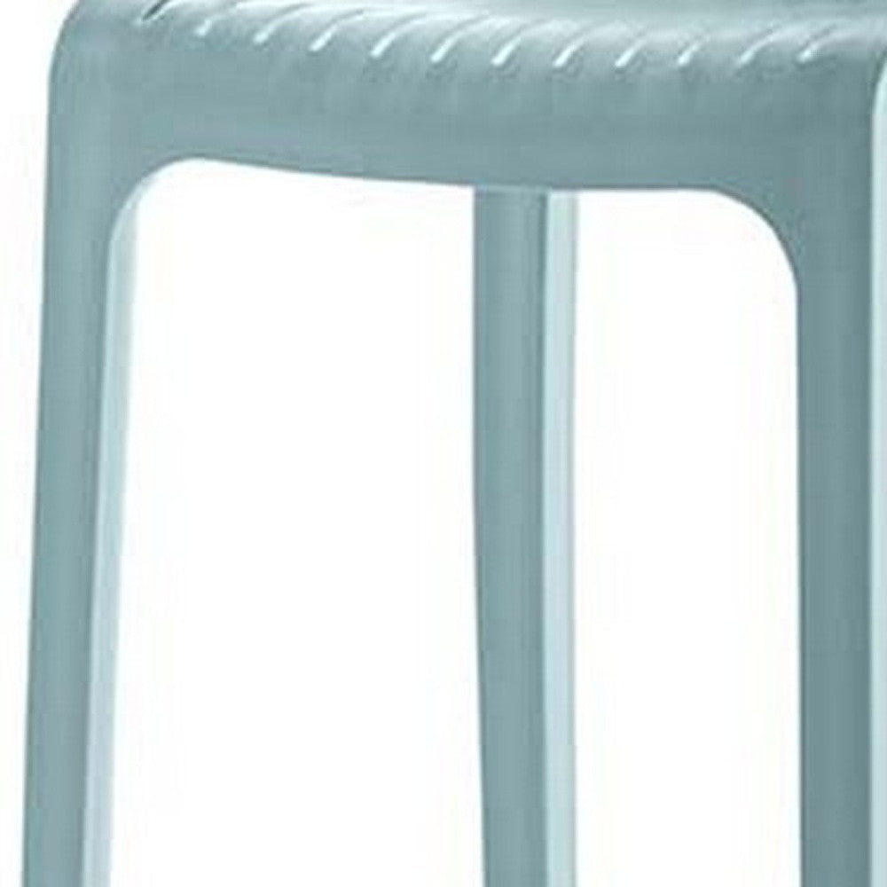Set of Four 26" Baby Blue Heavy Duty Plastic Low Back Outdoor Counter Height Bar Chairs-Outdoor Bar Chairs-DECOROLALA