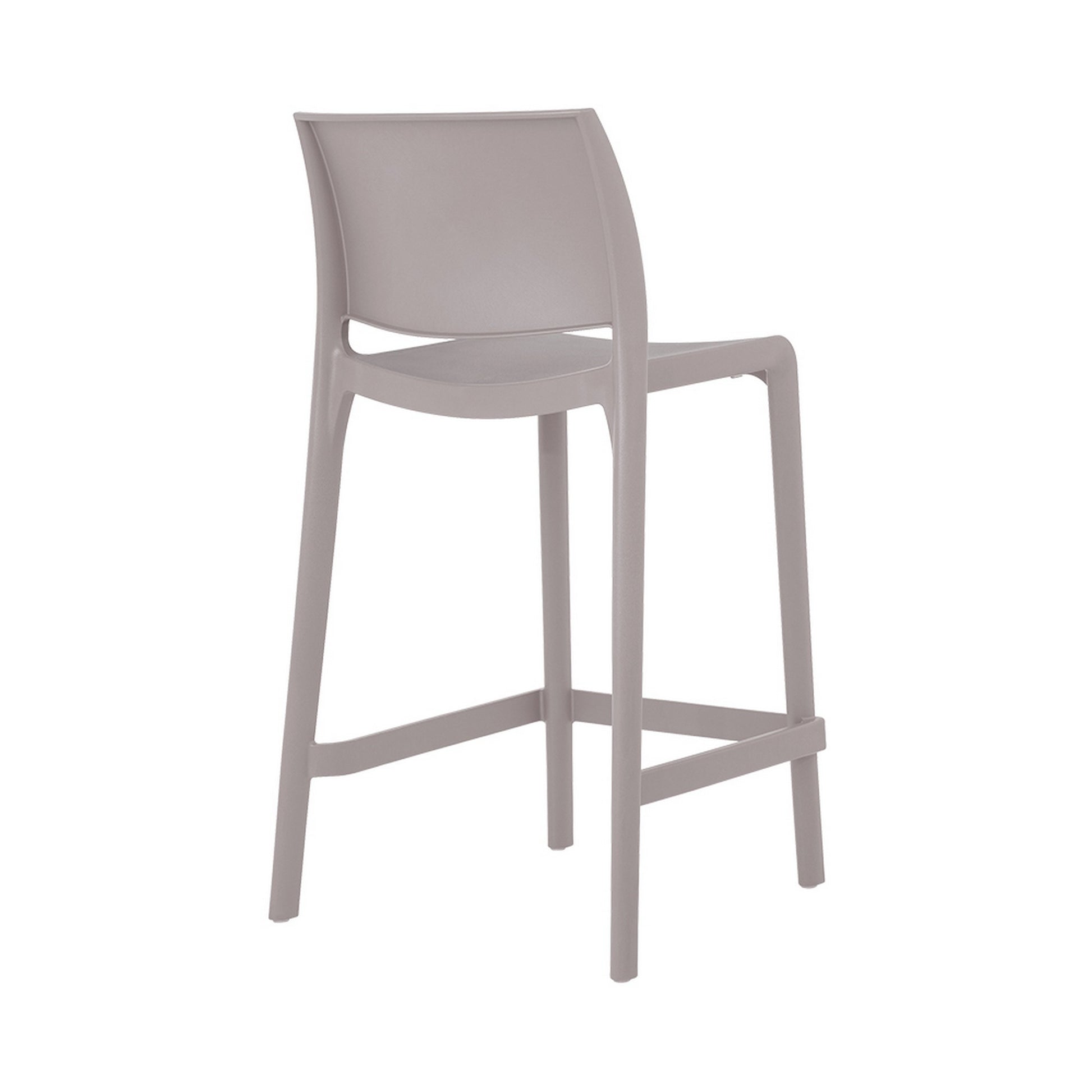 Set of Four 26" Taupe Heavy Duty Plastic Low Back Outdoor Counter Height Bar Chairs-Outdoor Bar Chairs-DECOROLALA