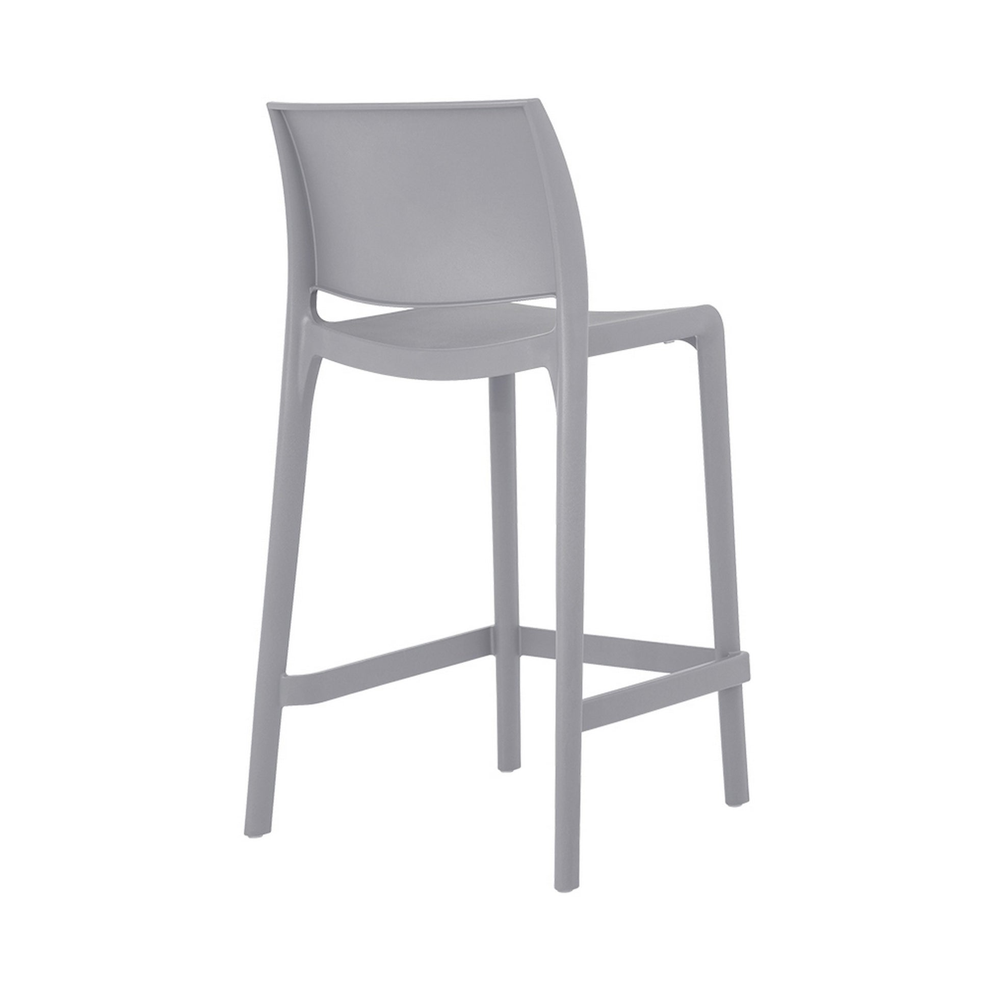 Set of Four 26" Gray Heavy Duty Plastic Low Back Outdoor Counter Height Bar Chairs-Outdoor Bar Chairs-DECOROLALA