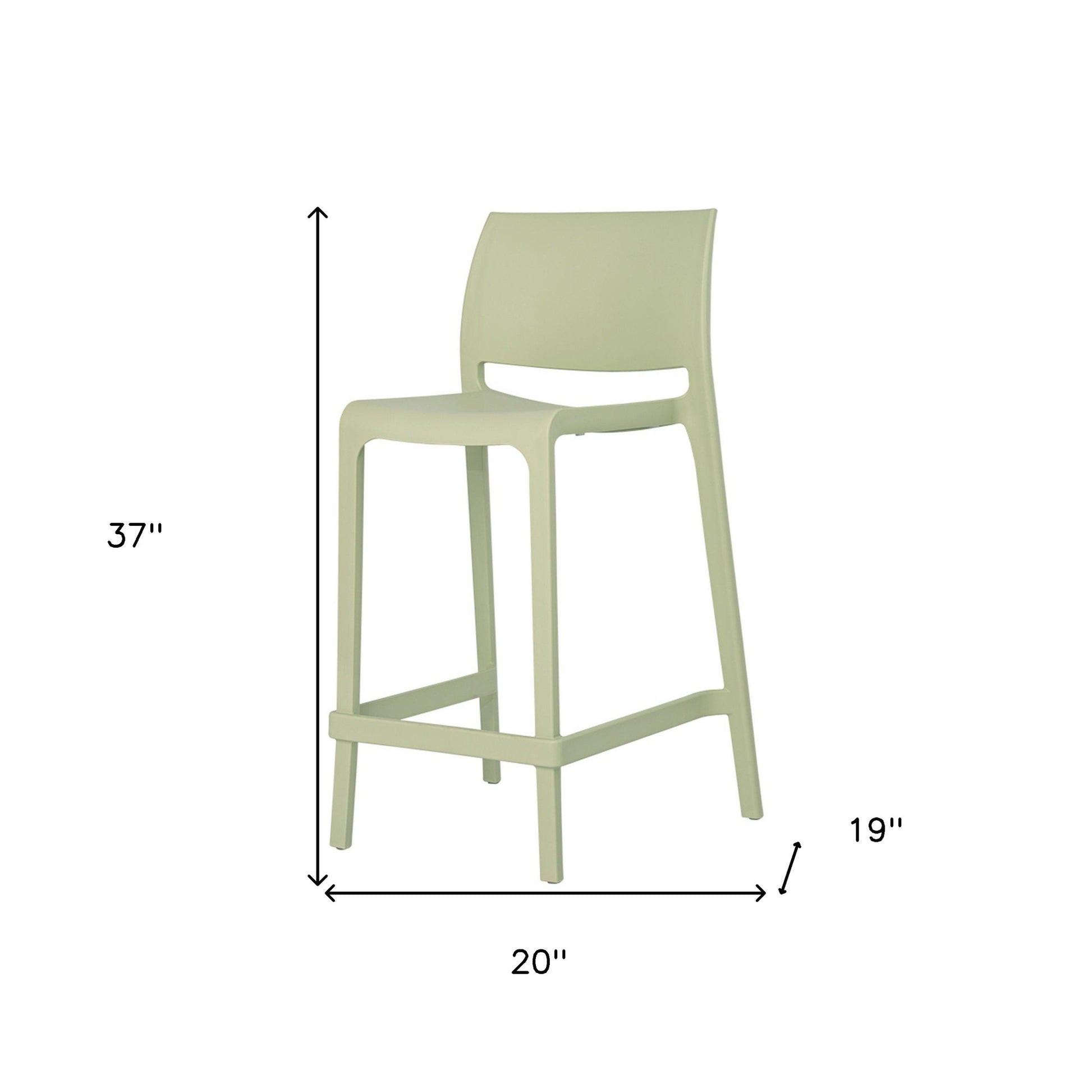 Set of Four 26" Green Heavy Duty Plastic Low Back Outdoor Counter Height Bar Chairs-Outdoor Bar Chairs-DECOROLALA