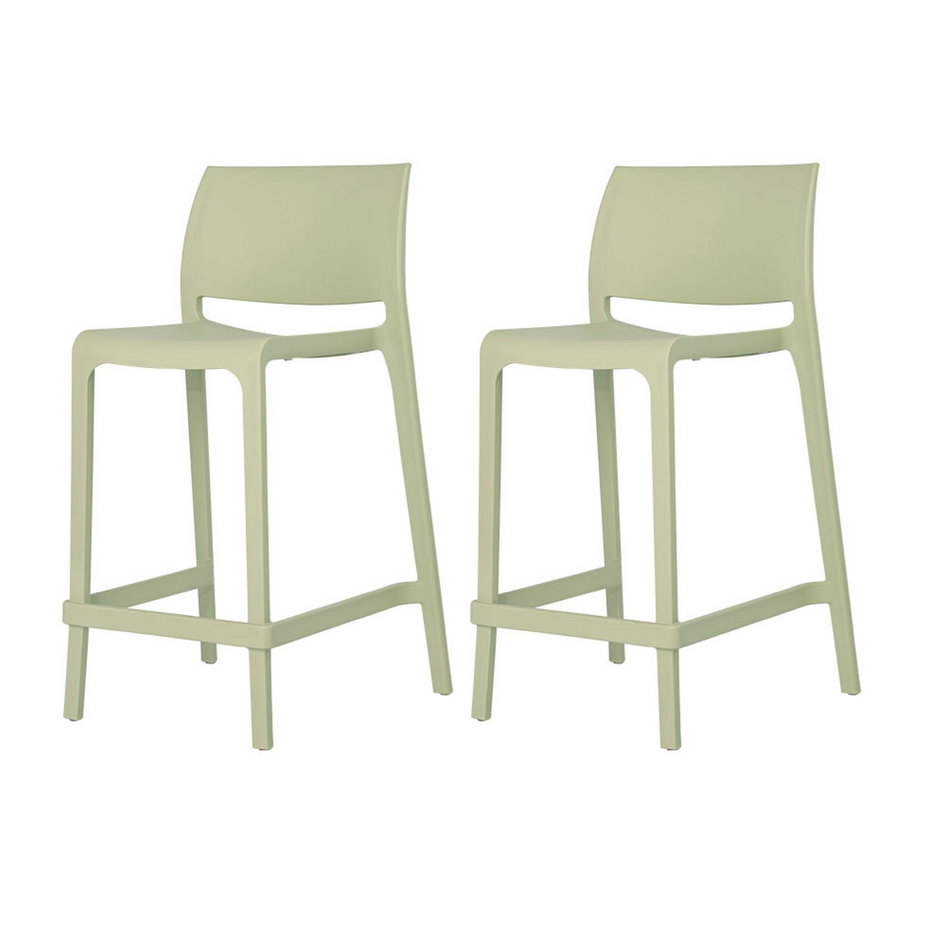 Set of Four 26" Green Heavy Duty Plastic Low Back Outdoor Counter Height Bar Chairs-Outdoor Bar Chairs-DECOROLALA