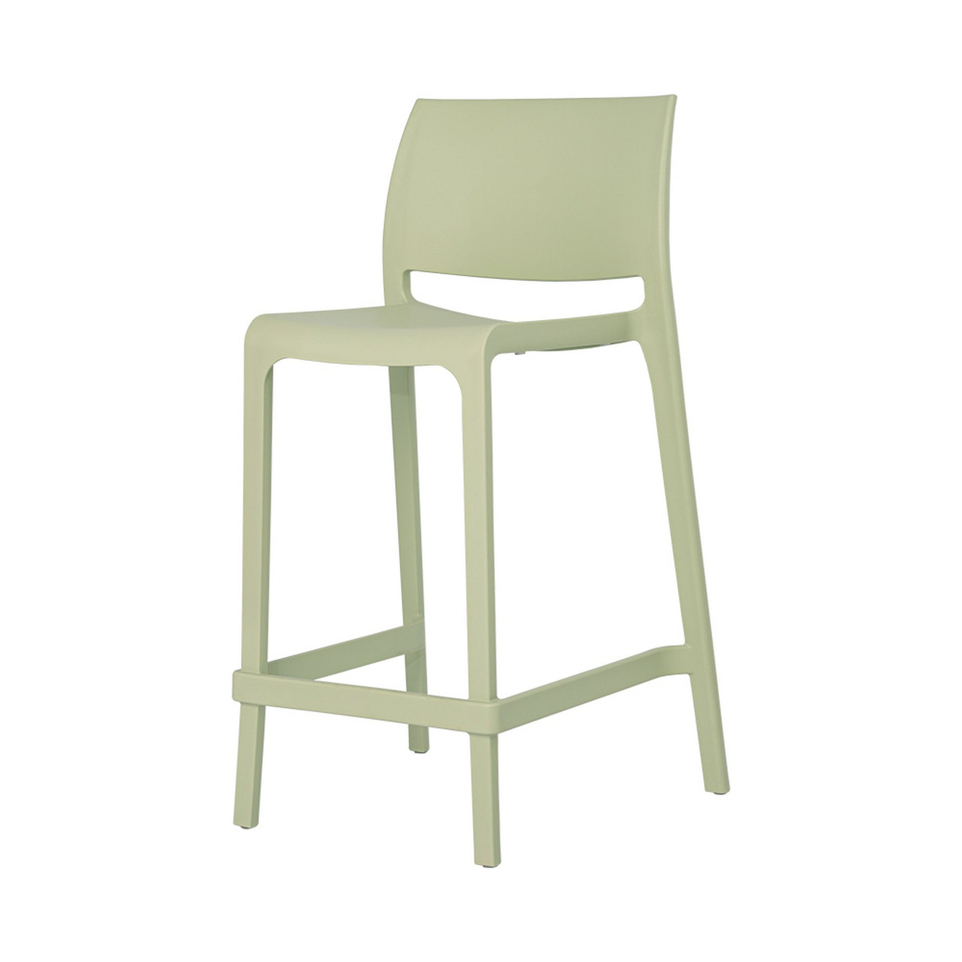 Set of Four 26" Green Heavy Duty Plastic Low Back Outdoor Counter Height Bar Chairs-Outdoor Bar Chairs-DECOROLALA