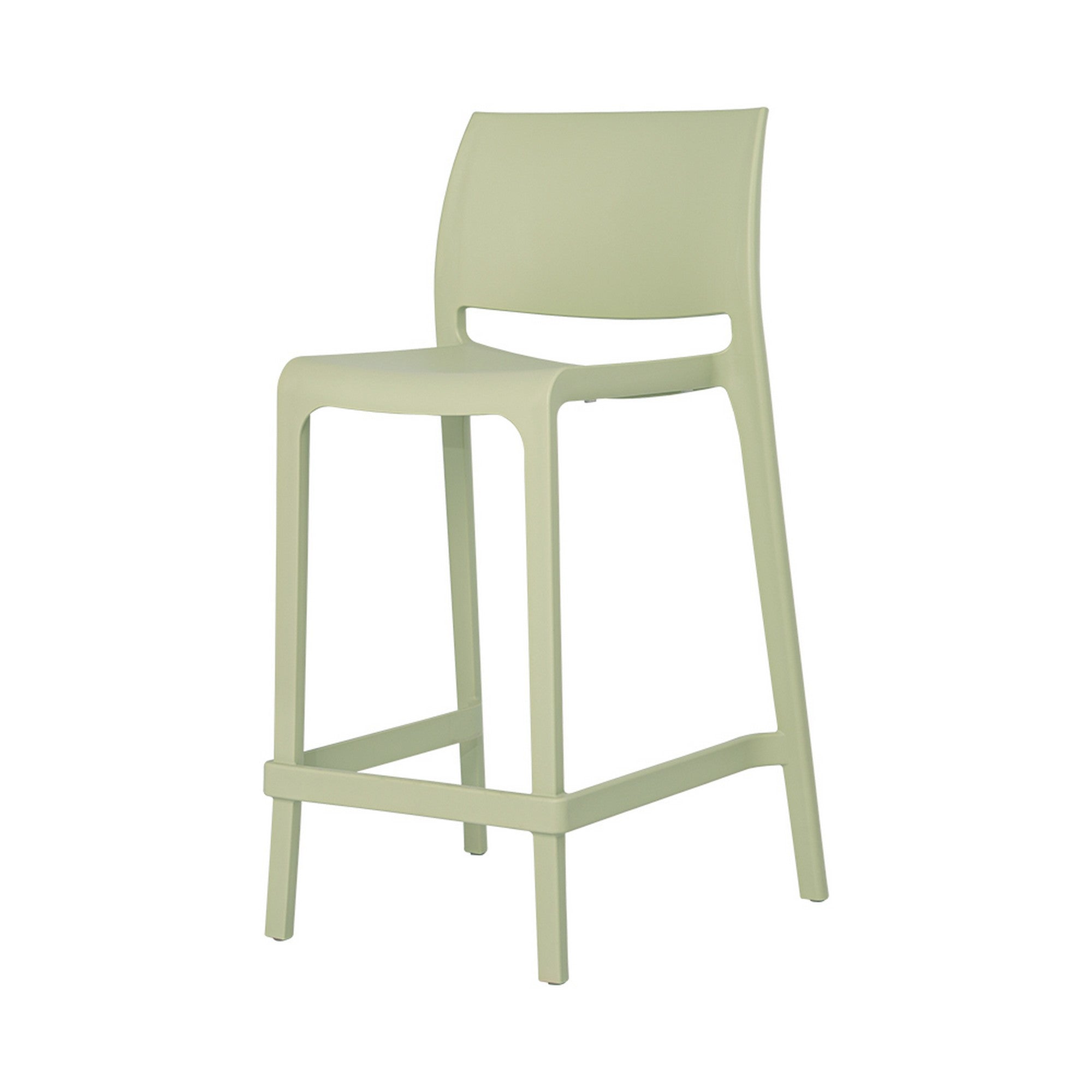 Set of Four 26" Green Heavy Duty Plastic Low Back Outdoor Counter Height Bar Chairs-Outdoor Bar Chairs-DECOROLALA