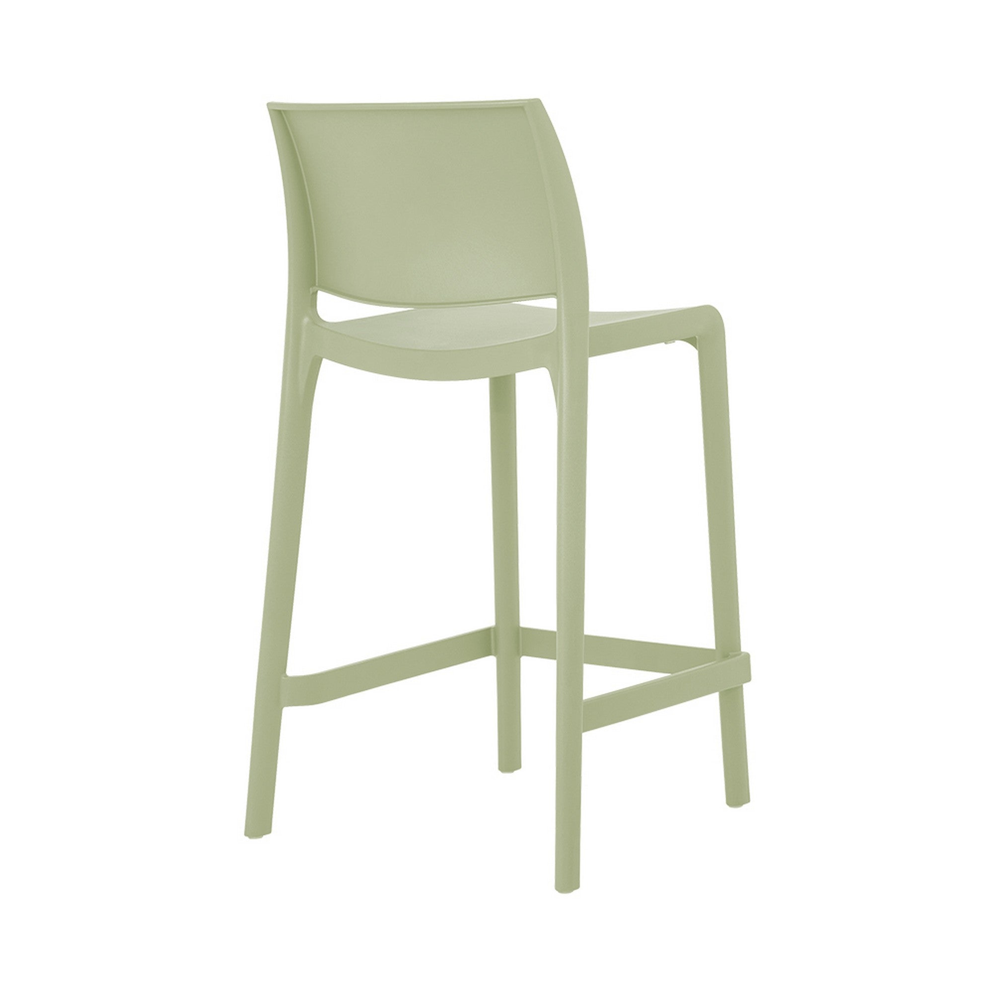 Set of Four 26" Green Heavy Duty Plastic Low Back Outdoor Counter Height Bar Chairs-Outdoor Bar Chairs-DECOROLALA