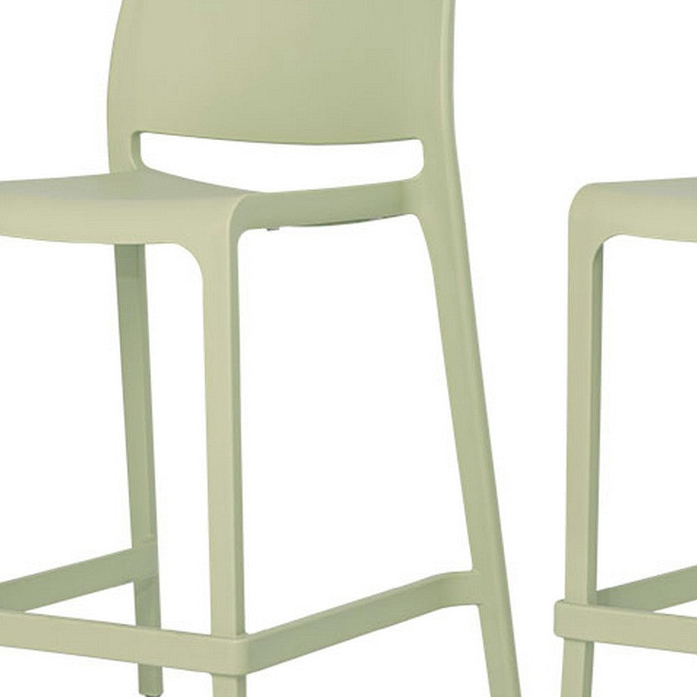 Set of Four 26" Green Heavy Duty Plastic Low Back Outdoor Counter Height Bar Chairs-Outdoor Bar Chairs-DECOROLALA