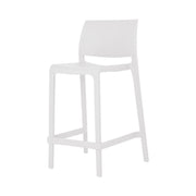 Set of Four 26" White Heavy Duty Plastic Low Back Outdoor Counter Height Bar Chairs-Outdoor Bar Chairs-DECOROLALA