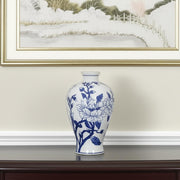 10" Blue And White Floral Round Porcelain Table Vase-Vases-DECOROLALA