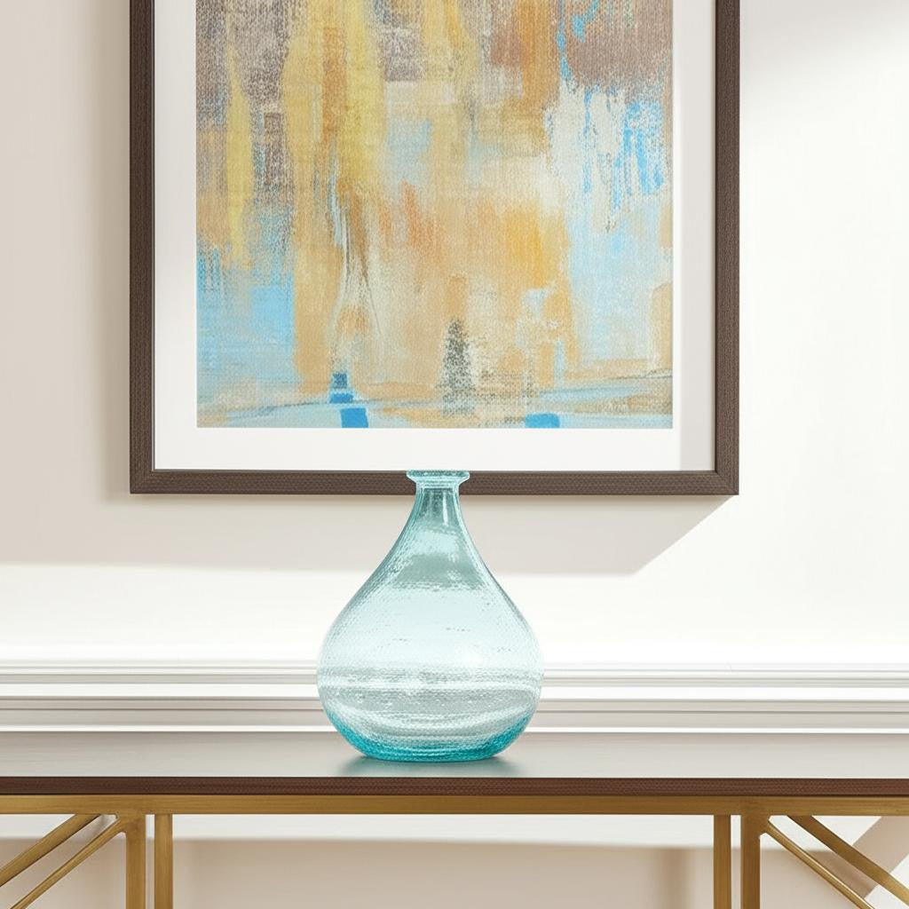 10" Aqua Bud Glass Table Vase-Vases-DECOROLALA