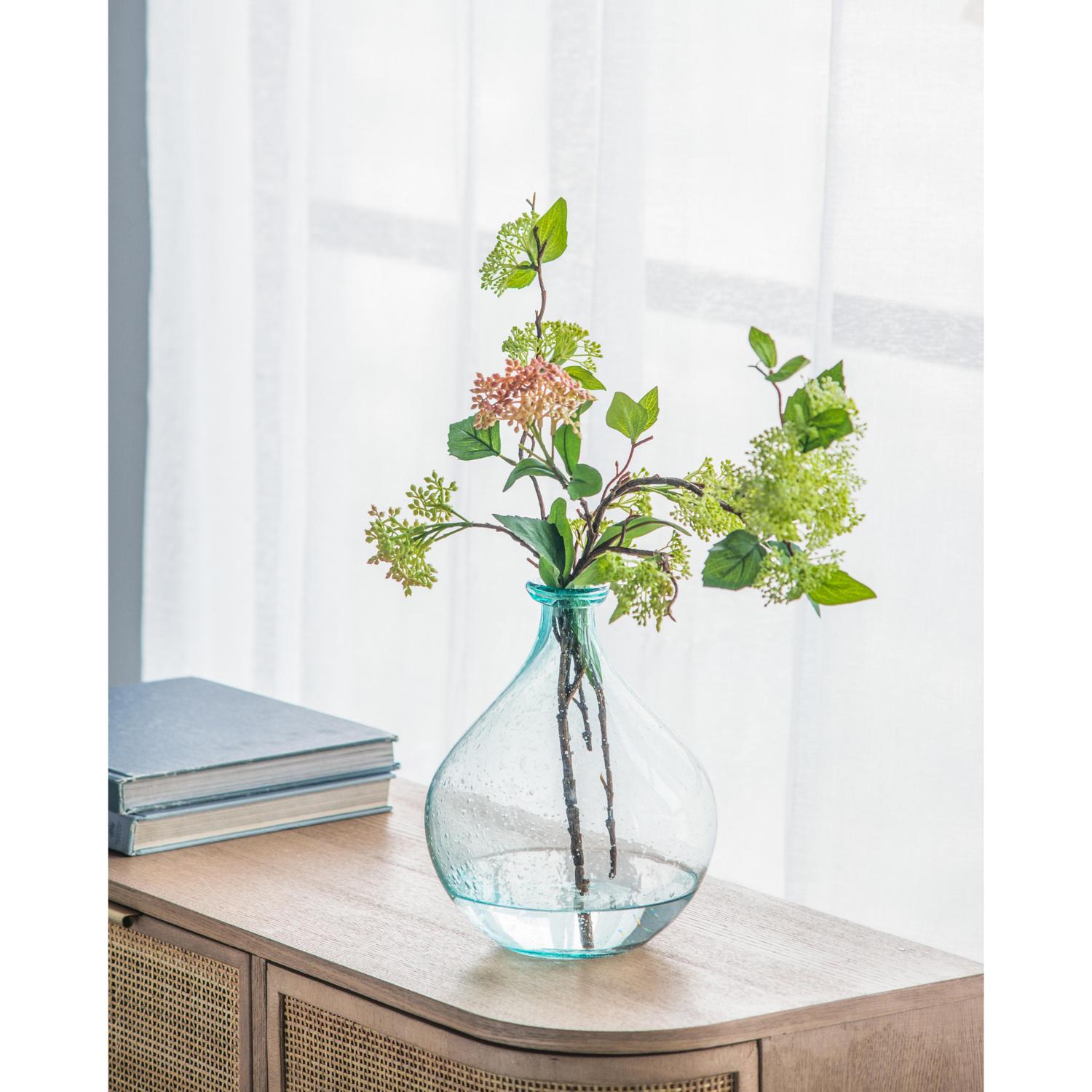 10" Aqua Bud Glass Table Vase-Vases-DECOROLALA