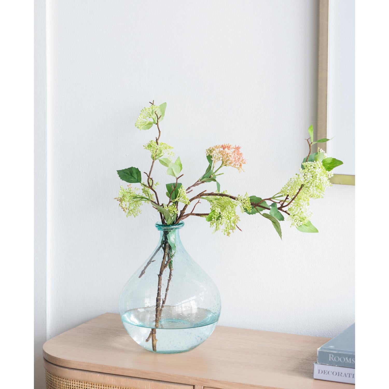 10" Aqua Bud Glass Table Vase-Vases-DECOROLALA