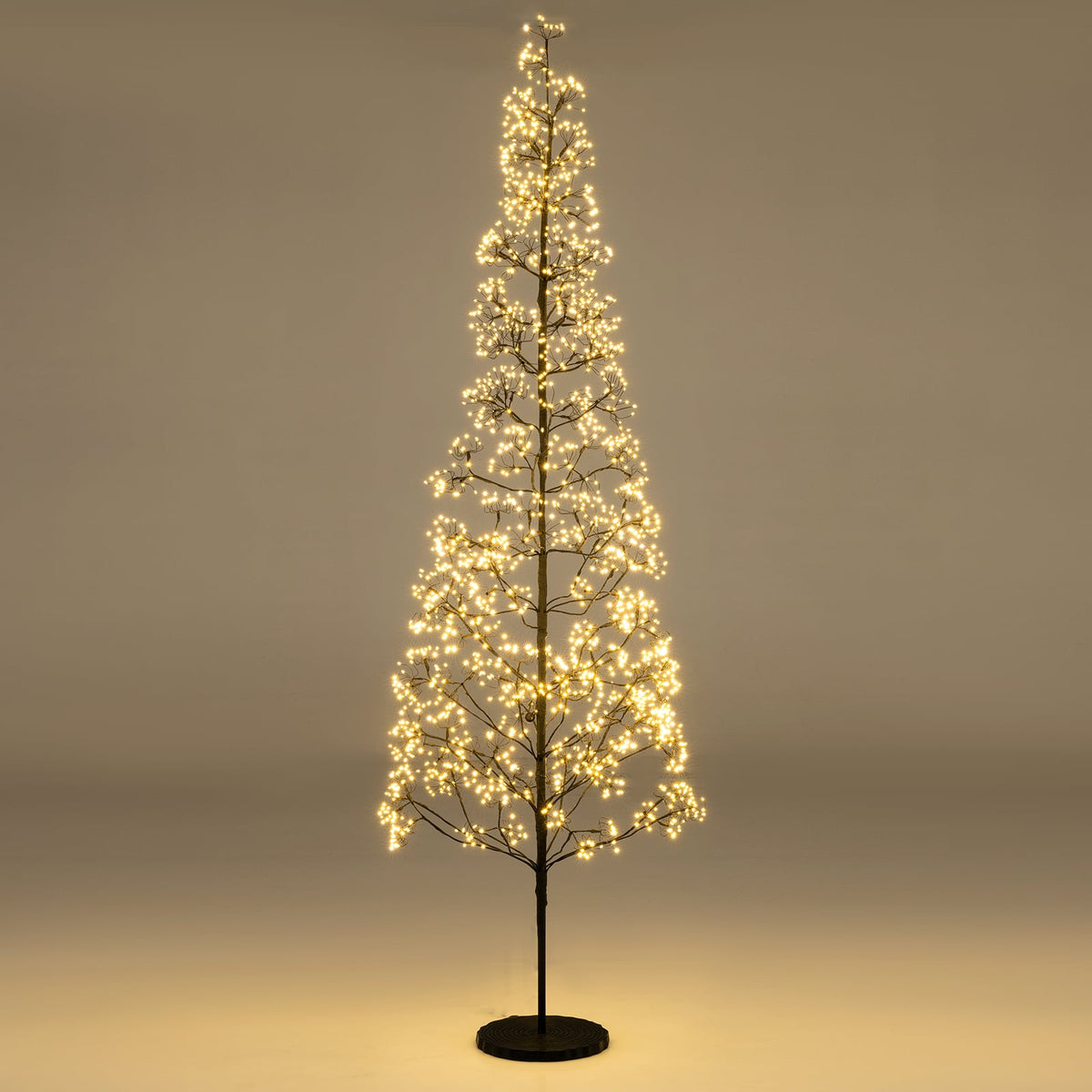 5/6/7 FT Lighted Alpine Tree with Warm White Light LED Lights Pre-lit Artificial Cedar Tree with Weighted Base-7 ft-Christmas Trees-DECOROLALA