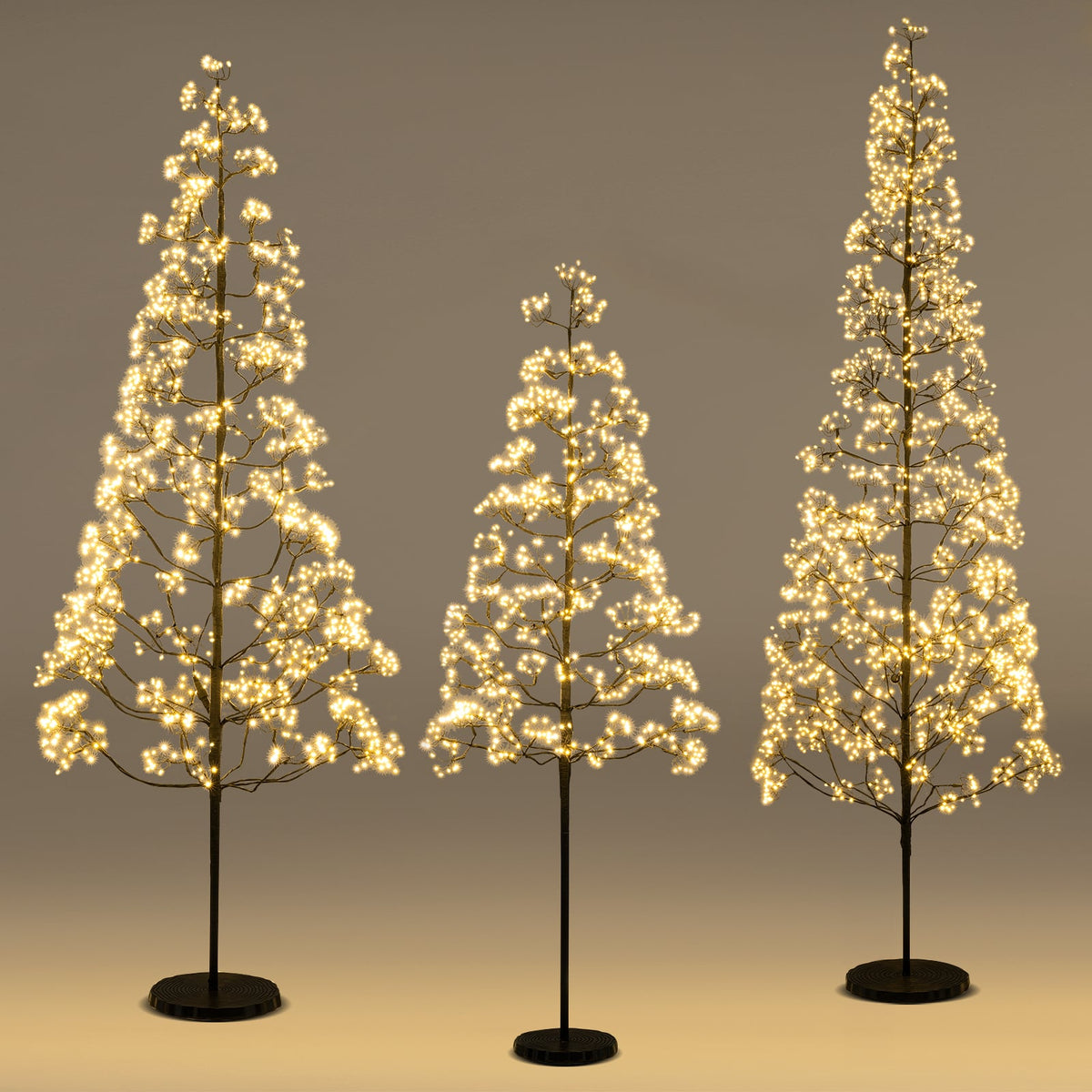 5/6/7 FT Lighted Alpine Tree with Warm White Light LED Lights Pre-lit Artificial Cedar Tree with Weighted Base-7 ft-Christmas Trees-DECOROLALA