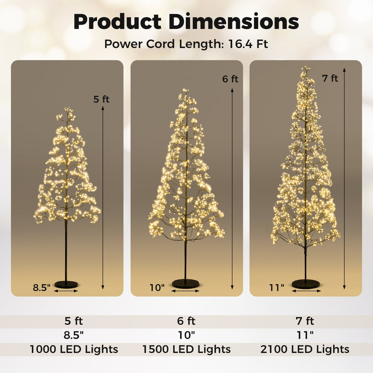 5/6/7 FT Lighted Alpine Tree with Warm White Light LED Lights Pre-lit Artificial Cedar Tree with Weighted Base-7 ft-Christmas Trees-DECOROLALA