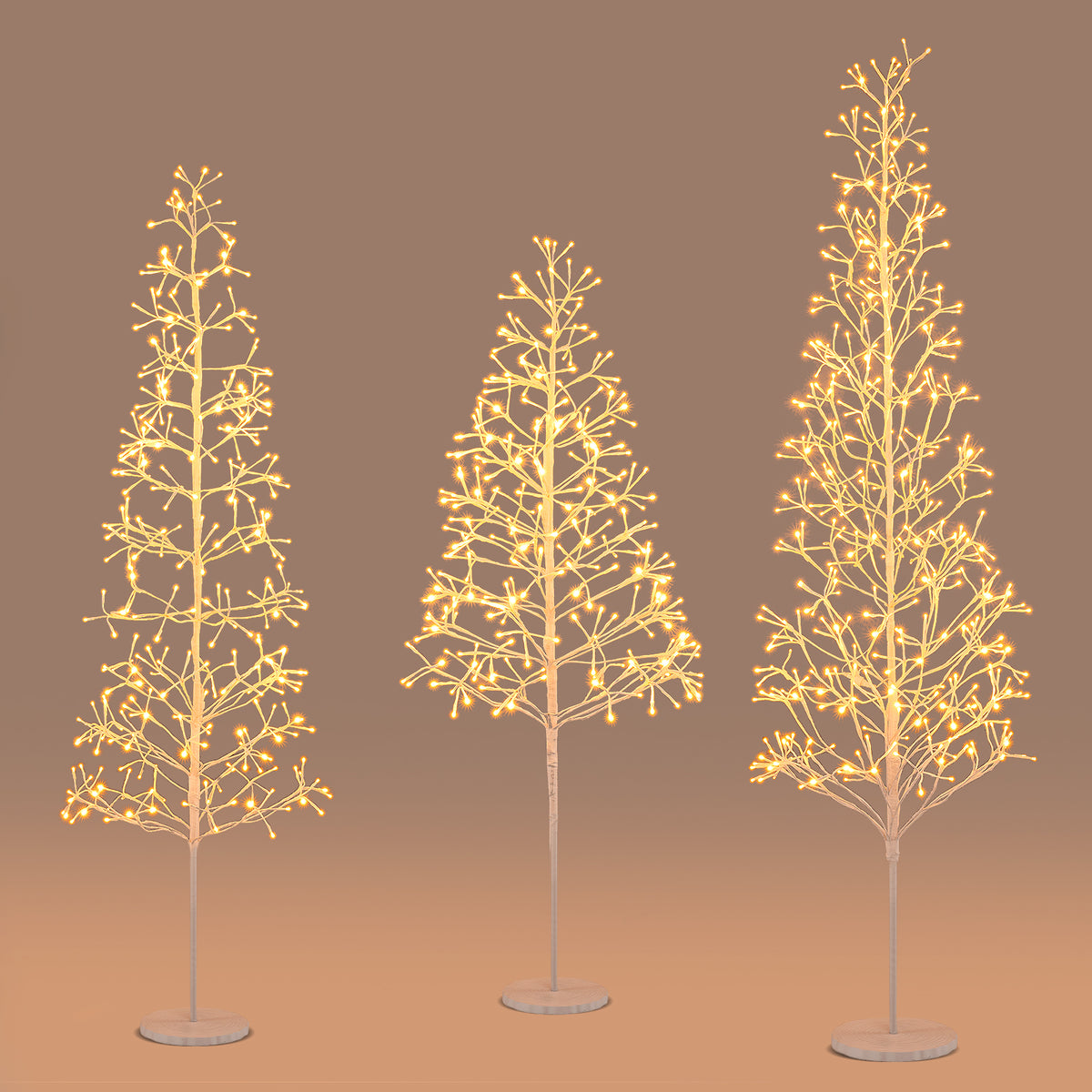 5/6/7 FT Lighted Birch Tree Pre-lit Twig Tree with 240/320/456 Warm White Light LED Lights-6 FT-Christmas Trees-DECOROLALA