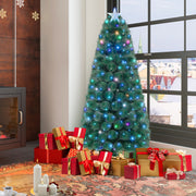 5/6/7 FT Pre-Lit Fiber Optic Christmas Tree with 148/185/226 Multi-Color LED Lights and Top Star Light-6 ft-Christmas Trees-DECOROLALA