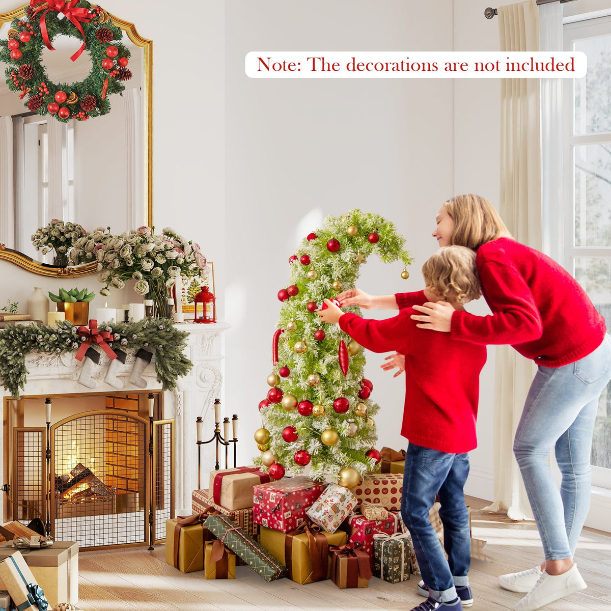 5/6/7 FT Whimsical Christmas Tree with Bendable Top and 216/290/366 Branch-5 FT-Christmas Trees-DECOROLALA