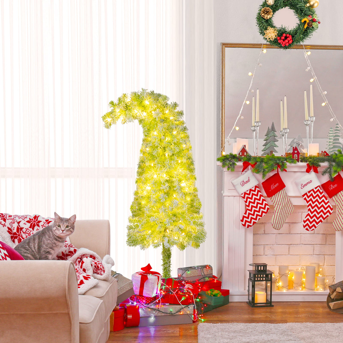 5/6/7 FT Whimsical Christmas Tree with Bendable Top and 216/290/366 Branch-5 FT-Christmas Trees-DECOROLALA