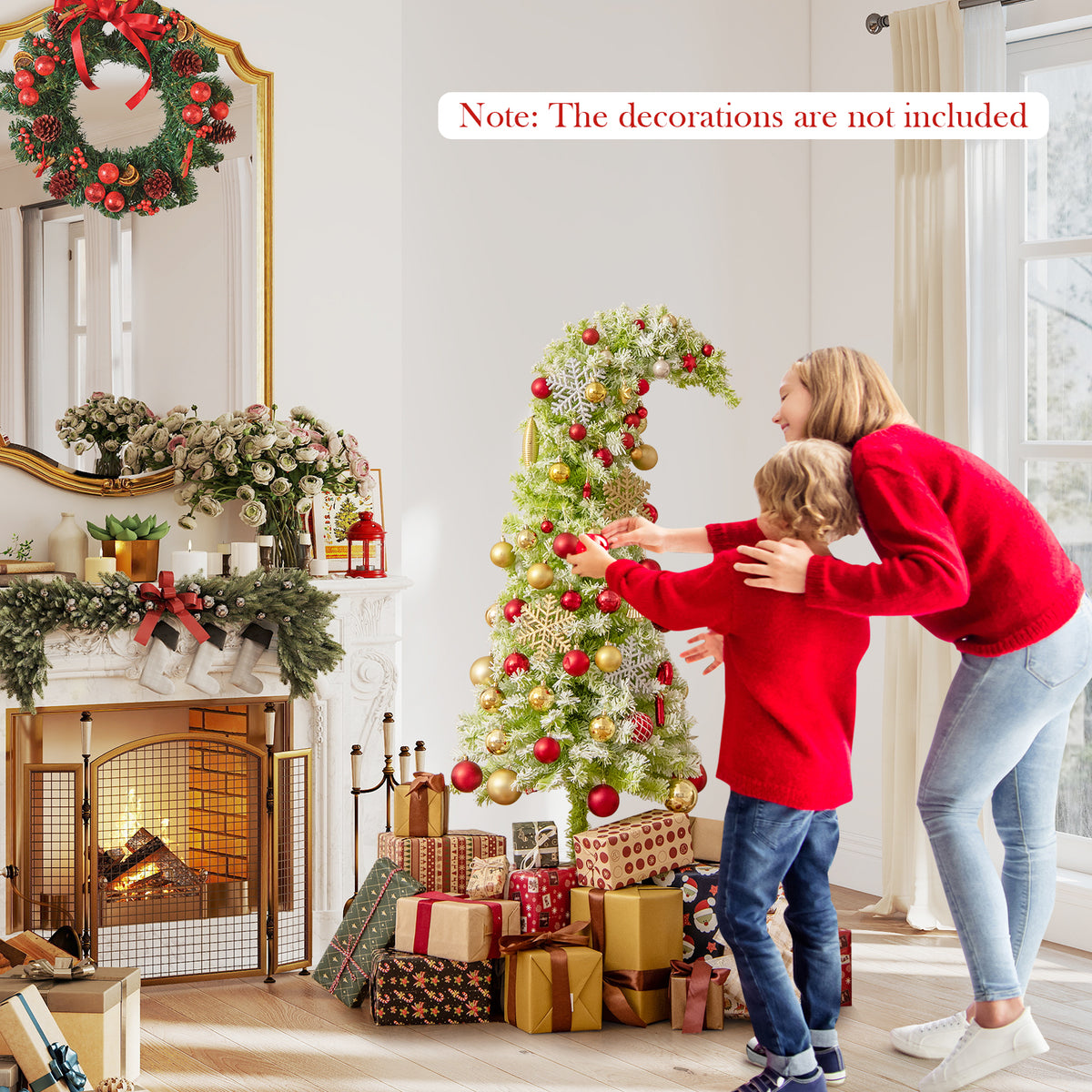 5/6/7 FT Whimsical Christmas Tree with Bendable Top and 216/290/366 Branch-6 FT-Christmas Trees-DECOROLALA