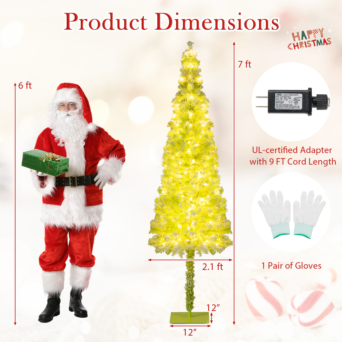 5/6/7 FT Whimsical Christmas Tree with Bendable Top and 216/290/366 Branch-7 FT-Christmas Trees-DECOROLALA