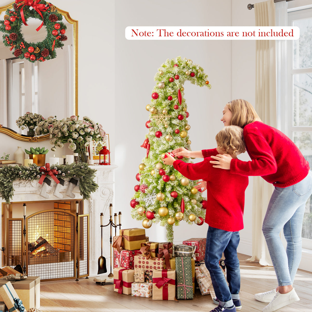 5/6/7 FT Whimsical Christmas Tree with Bendable Top and 216/290/366 Branch-7 FT-Christmas Trees-DECOROLALA