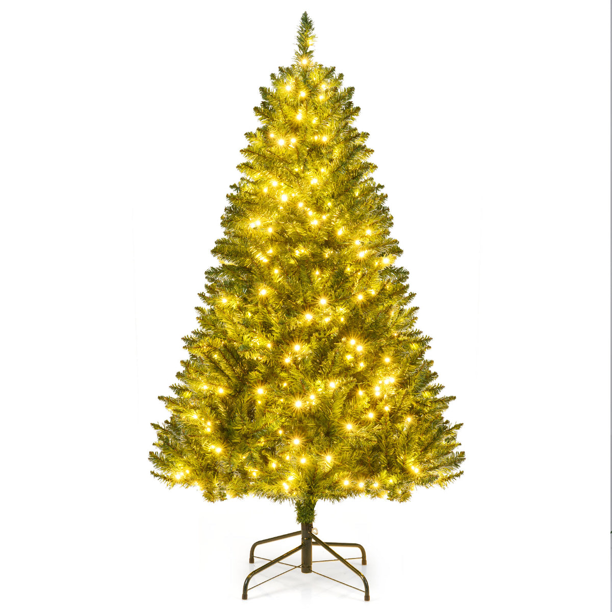 5/6/7 Feet Artificial Christmas Tree Hinged Xmas Tree with 7 Lighting Modes-5 Feet-Christmas Trees-DECOROLALA