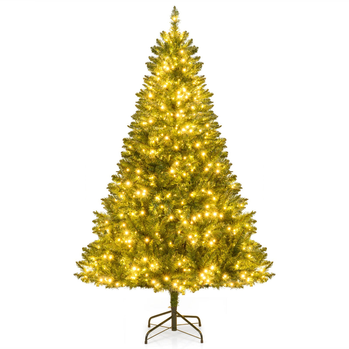 5/6/7 Feet Artificial Christmas Tree Hinged Xmas Tree with 7 Lighting Modes-6 Feet-Christmas Trees-DECOROLALA