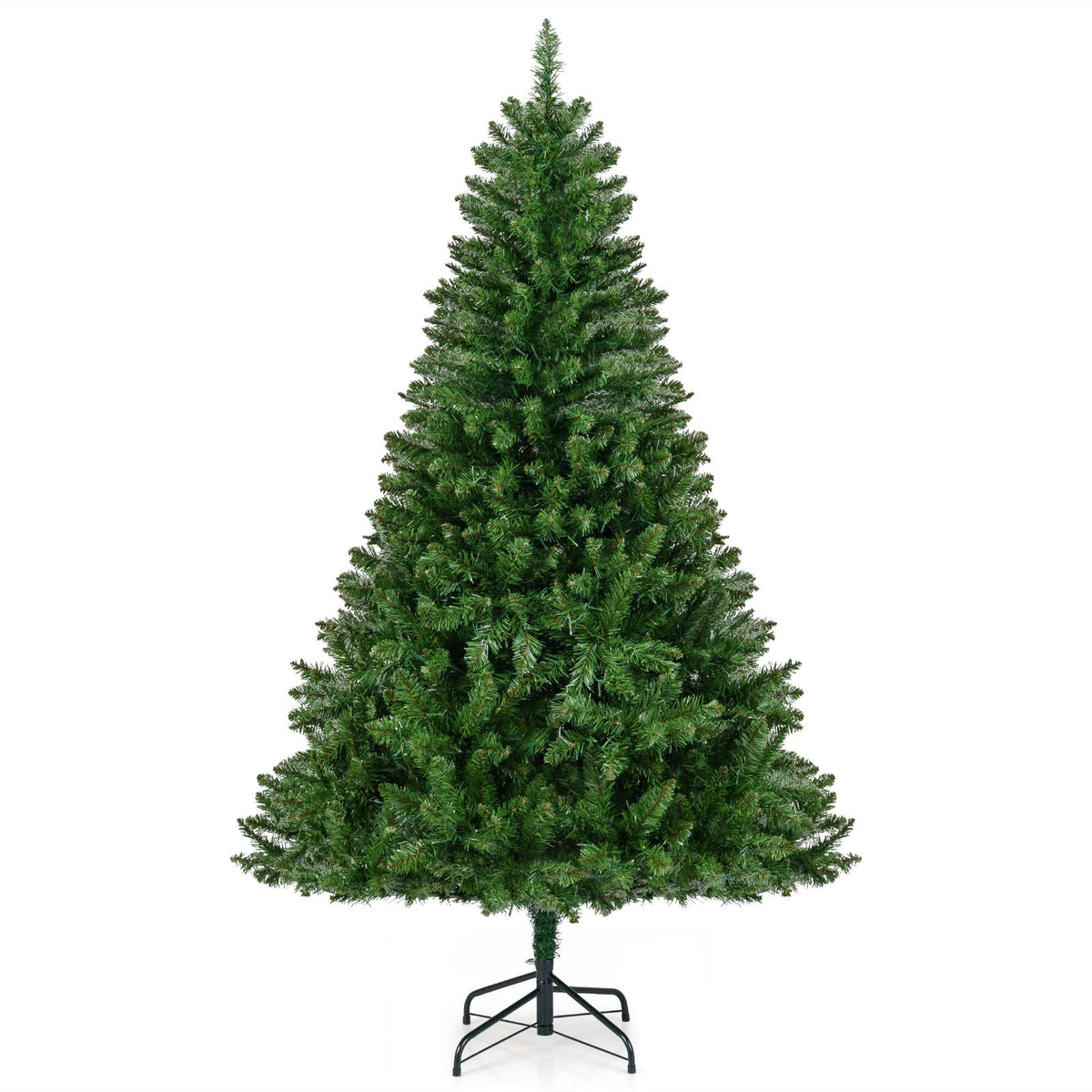 5/6/7 Feet Artificial Christmas Tree Hinged Xmas Tree with 7 Lighting Modes-6 Feet-Christmas Trees-DECOROLALA