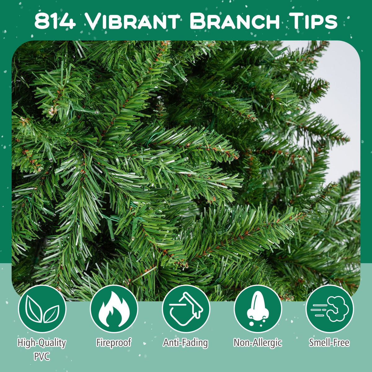 5/6/7 Feet Artificial Christmas Tree Hinged Xmas Tree with 7 Lighting Modes-6 Feet-Christmas Trees-DECOROLALA