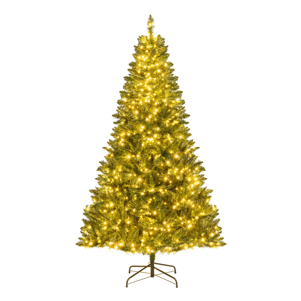 5/6/7 Feet Artificial Christmas Tree Hinged Xmas Tree with 7 Lighting Modes-7 Feet-Christmas Trees-DECOROLALA