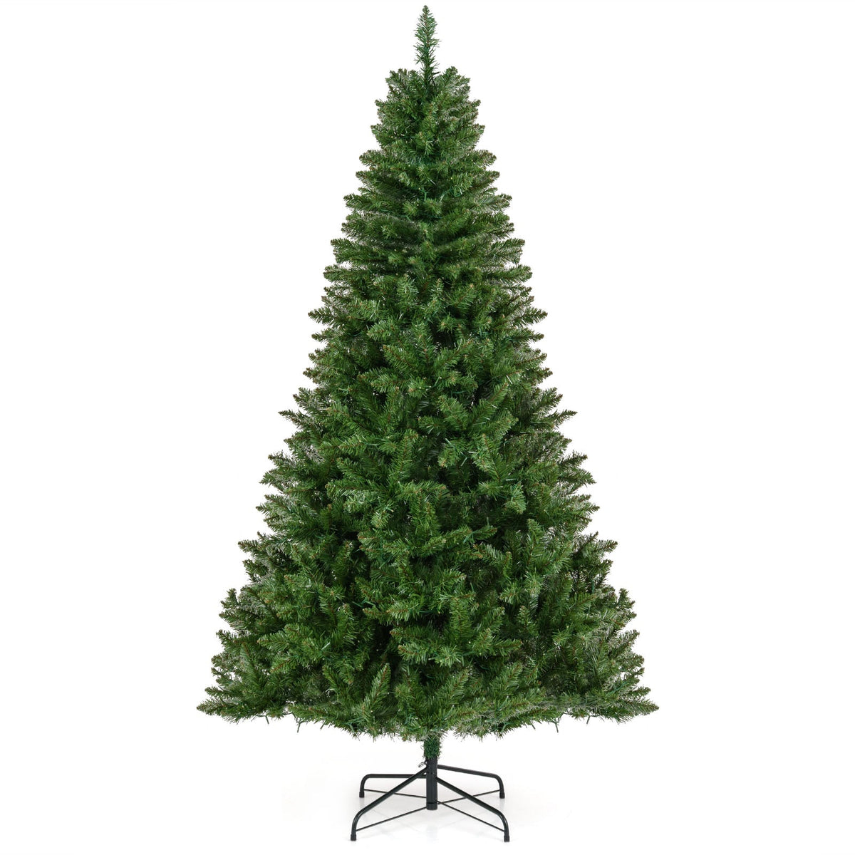 5/6/7 Feet Artificial Christmas Tree Hinged Xmas Tree with 7 Lighting Modes-7 Feet-Christmas Trees-DECOROLALA